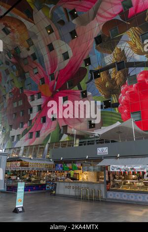 An Interior design of the Markthal (Market Hall) in Rotterdam in the Netherlands Stock Photo