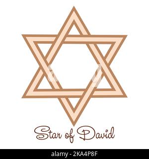 Star of David, an ancient symbol decorated with Scandinavian patterns. Beige fashion design. Stock Vector