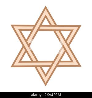 Star of David, an ancient symbol decorated with Scandinavian patterns. Beige fashion design. Stock Vector