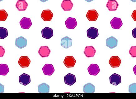 Cute hexagons - particles on white, seamless vector pattern Stock Vector