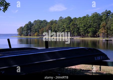 These are some rental boats at the South Toledo Bend State Park in Anacoco, LA. Stock Photo