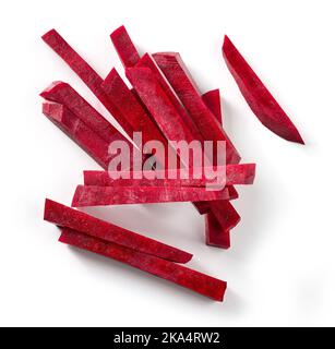 beetroot sticks isolated on white background, top view Stock Photo