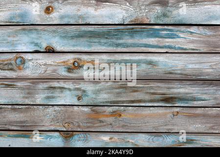 Old blue painted rustic wooden planks wall Stock Photo