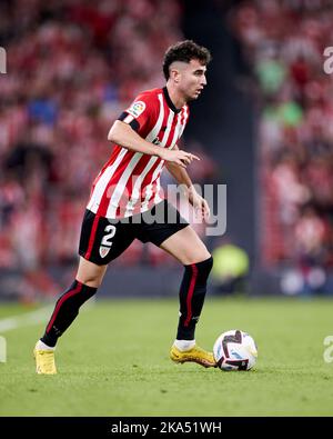 BILBAO, SPAIN - OCTOBER 30: Jon Morcillo of Athletic Club in action during the La Liga Santander match between Athletic Club and Villarreal CF on October 30, 2022 at San Mames in Bilbao, Spain. Credit: Ricardo Larreina/AFLO/Alamy Live News Stock Photo