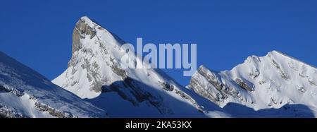 Winter scene in the Toggenburg valley, Switzerland. Stock Photo