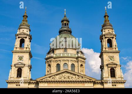 The dome and two bell towers of St. Stephen's Basilica - Budapest, Hungary Stock Photo