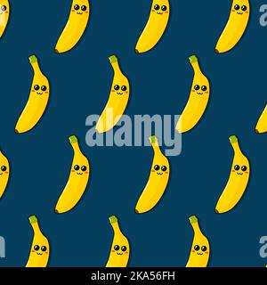 Cute Cartoon seamless pattern with funny bananas. Stock Vector