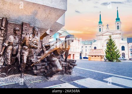 Warsaw, Poland - December 27, 2019, Monument to the Warsaw Insurgents of 1944 Uprising, built in the square of Supreme Court of Warsaw. Stock Photo