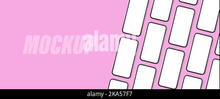 Top view of the lying 3D mobile phones mockups Stock Vector