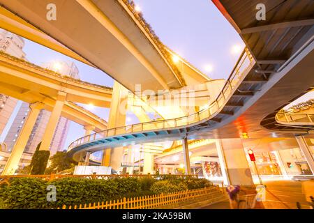 overpass bridge, low angle view at shanghai china. Stock Photo