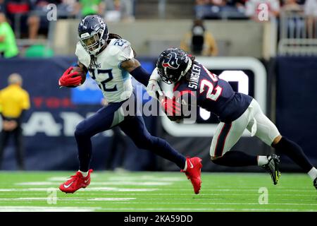 Houston Texans cornerback Derek Stingley Jr. (24) warms up before an NFL  football game against the New York Giants on Sunday, Nov. 13, 2022, in East  Rutherford, N.J. (AP Photo/Adam Hunger Stock