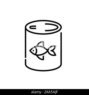 Canned fish icon. Pixel perfect, editable stroke art Stock Vector