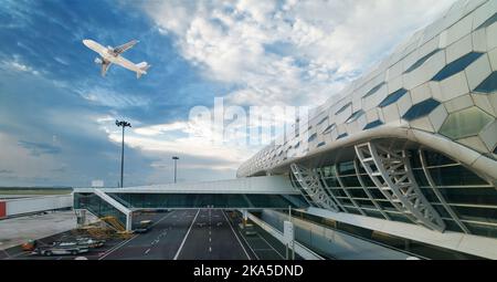 the scene of T3 airport building in beijing china.interior of the airport. Stock Photo