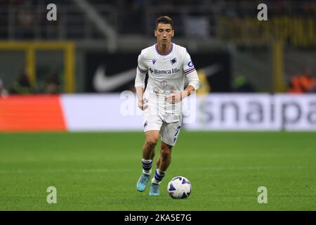 Milan, Italy, 29th October 2022. Filip Djuricic of UC Sampdoria during the Serie A match at Giuseppe Meazza, Milan. Picture credit should read: Jonathan Moscrop / Sportimage Stock Photo