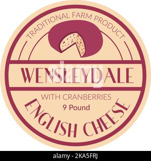 English cheese, traditional farm product label Stock Vector