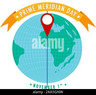 Prime Meridian Day Logo Concept illustration Stock Vector