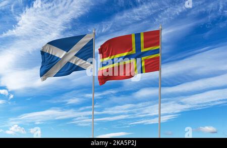 The Flag of Orkney was the winner of a public flag consultation in February and March 2007 Stock Photo