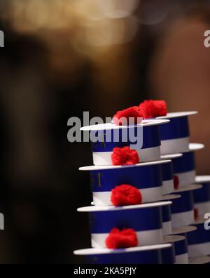 Paris, France. 31st Oct, 2022. Chocolates are displayed at the 27th Salon du Chocolat at the Versailles Expo in Paris, France, Oct. 31, 2022. The 27th Salon du Chocolat (chocolate fair) was held from Oct. 28 to Nov. 1. Credit: Gao Jing/Xinhua/Alamy Live News Stock Photo