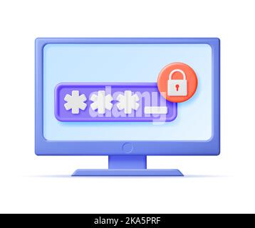 monitor , shield , padlock for computer security system concept vector ...