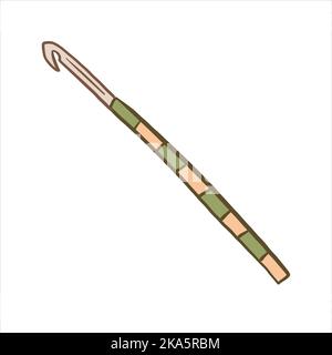 Vector illustration colored in doodle style crochet hook for knitting handwork Stock Vector