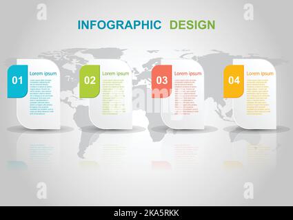 Infographic design template with reflect on gray background. Can be used for business step options. Stock Vector