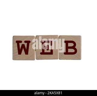 the word Web formed with wooden dowels  on a transparent background Stock Photo