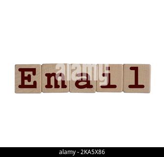the word Email formed with wooden dowels  on a transparent background Stock Photo