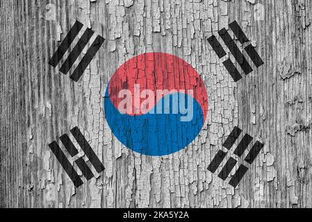 The flag of South Korea, also known as the Taegukgi  Seoul crowd crush Stock Photo