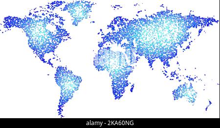 Abstract world map form blue and dark blue isolated on white background Stock Vector