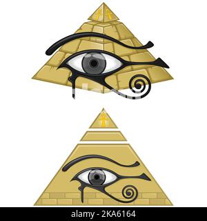 Vector illustration symbols of ancient Egypt Egyptian winged sun 