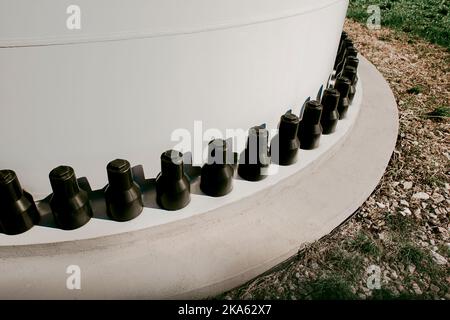 Industrial bolts on a wind turbine base Stock Photo