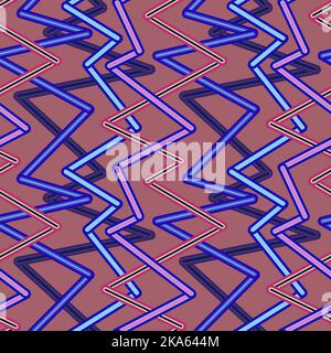 Randomly crossing colored lines located zigzag making pattern.Chaotic shorts lines seamless pattern,sticks modern repeatable motif.Good for print,text Stock Photo