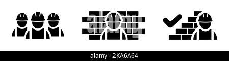 Good job of construction workers icon set in black Stock Vector