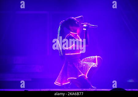 Oslo, Norway, 20150320. American popstar Katy Perry performs on stage during a concert in the Telenor Arena just south of Oslo Friday night March 20, 2015. This was her first concert in Norway, and is part of her Prismatic World Tour. Photo: Heiko Junge / NTB scanpix  Stock Photo