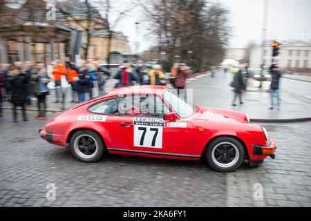 Oslo, Norway 20160127. Rallye Monte Carlo Historique starts in Oslo. The finishing line is i Monte Carlo 3rd february. It is a race for antique cars. Foto: Audun Braastad / NTB scanpix  Stock Photo