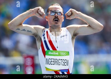 RIO DE JANEIRO, BRAZIL 20160816. Summer Olympics in Rio in 2016. Henrik Ingebrigtsen finished in 5th place in the 1500 meters and failed to qualify to the semifinals at the Olympic Stadium in Rio de Janeiro on Tuesday. Photo: Heiko Junge / NTB scanpix Stock Photo