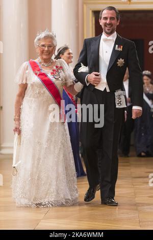 Oslo, Norway 20170509. Prince Nikolaos of Greece and princess Astrid of Norway arrive at the gala dinner at the Royal Palace. POOL. Photo: Haakon Mosvold / NTB scanpix  Stock Photo