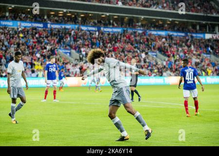 Manchester United's Marouane Fellaini celebrates scoring his side's first goal of the game Stock Photo