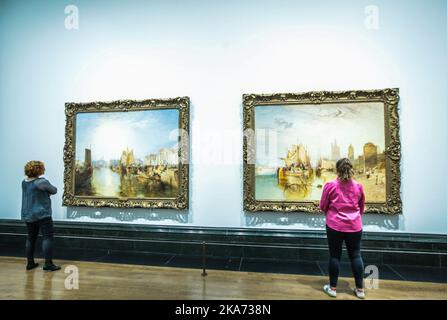 London UK 01.11.2022  For the first time in a century, two ground-breaking paintings by Turner are coming home for a special exhibition. The pair, 'Harbour of Dieppe: Changement de Domicile' and 'Cologne, the Arrival of a Packet-Boat: Evening' – left Britain for New York in 1914, when they were acquired by the American industrialist Henry Clay Frick, and where they have remained masterpieces of the Frick Collection since. Paul Quezada-Neiman/Alamy Live News Stock Photo