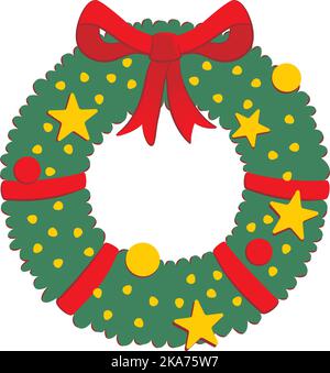Vector illustration of a Christmas wreath to place on the door of the house. Stock Vector