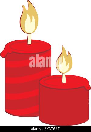 Vector illustration of two red Christmas candles. Stock Vector