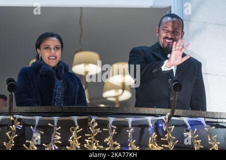 OSLO, Norway 20191210. Ethiopian Prime Minister Abiy Ahmed and his wife ...