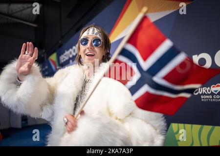 Rotterdam, Netherlands 20210518. A relieved and very happy Tix during the press conference after it was decided that he will advance to the finals of the Eurovision-Song Contest in Rotterdam on Saturday. Photo: Heiko Junge / NTB  Stock Photo