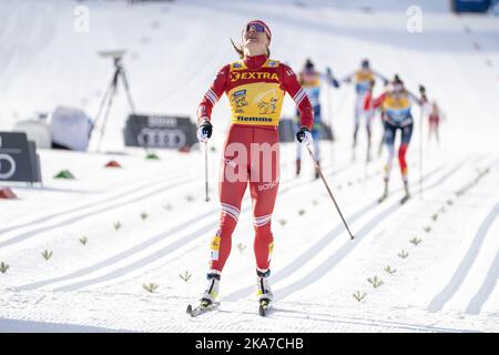 Lake Tesero, Italy 20220103. Natalya Nepryaeva wins 10 km joint start classic style for women in Val di Fiemme. Photo: Terje Pedersen / NTB  Stock Photo