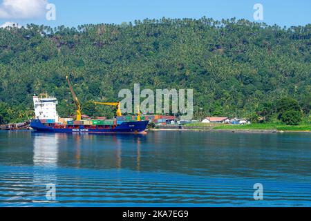 Freighters anchored in Simpson Harbour, Karavia Bay, Rabaul, Papua New Guinea Stock Photo