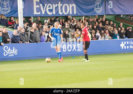 Liverpool, UK, 31/10/2022, Everton V Manchester United Barclays FA Women's Super League. At Walton park the home ground of Everton. Todays match was played in support of Rainbows laces a project run by stonewall to support the LGBT and LGBT  in sport. (Terry Scott/SPP) Credit: SPP Sport Press Photo. /Alamy Live News Stock Photo