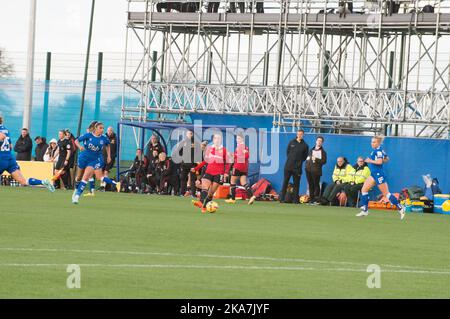 Liverpool, UK, 31/10/2022, Everton V Manchester United Barclays FA Women's Super League. At Walton park the home ground of Everton. Todays match was played in support of Rainbows laces a project run by stonewall to support the LGBT and LGBT  in sport. (Terry Scott/SPP) Credit: SPP Sport Press Photo. /Alamy Live News Stock Photo