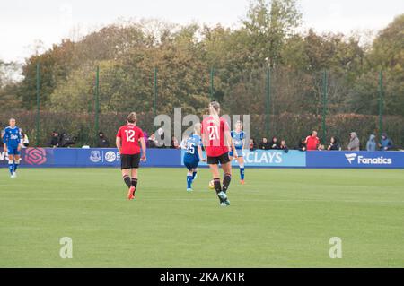 Liverpool, UK, 31/10/2022, Everton V Manchester United Barclays FA Women's Super League. At Walton park the home ground of Everton. Todays match was played in support of Rainbows laces a project run by stonewall to support the LGBT and LGBT  in sport. (Terry Scott/SPP) Credit: SPP Sport Press Photo. /Alamy Live News Stock Photo