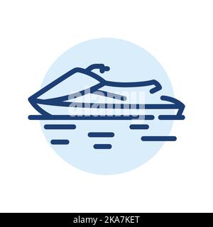 Motorboat black line icon. Water activity. Stock Vector