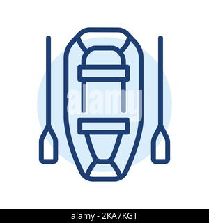 Inflatable Boat black line icon. Water activity. Stock Vector